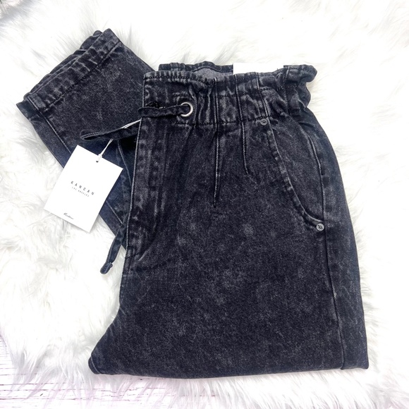 👖NWT($82)🤩 |•KANCAN•| Eva Denim Black Paper Bag Super High Rise Jeans Large👖 - Picture 3 of 9